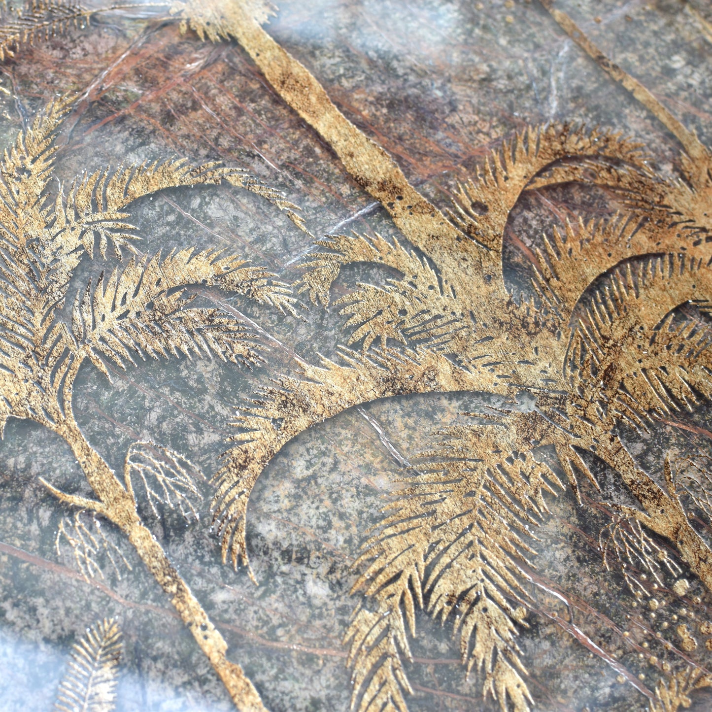 Decorative Palm Tray - Antiqued Golds & Bronze