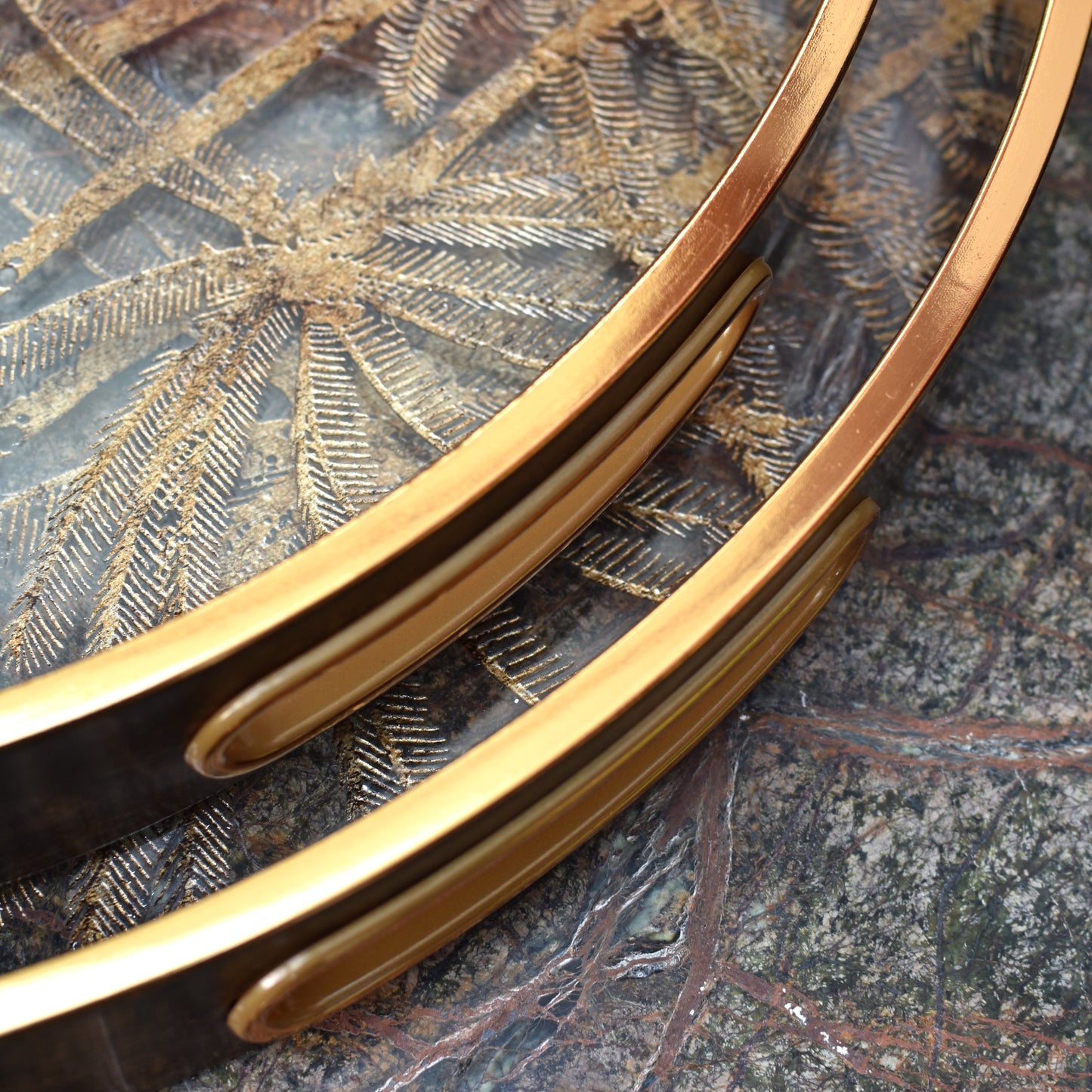 Decorative Palm Tray - Antiqued Golds & Bronze