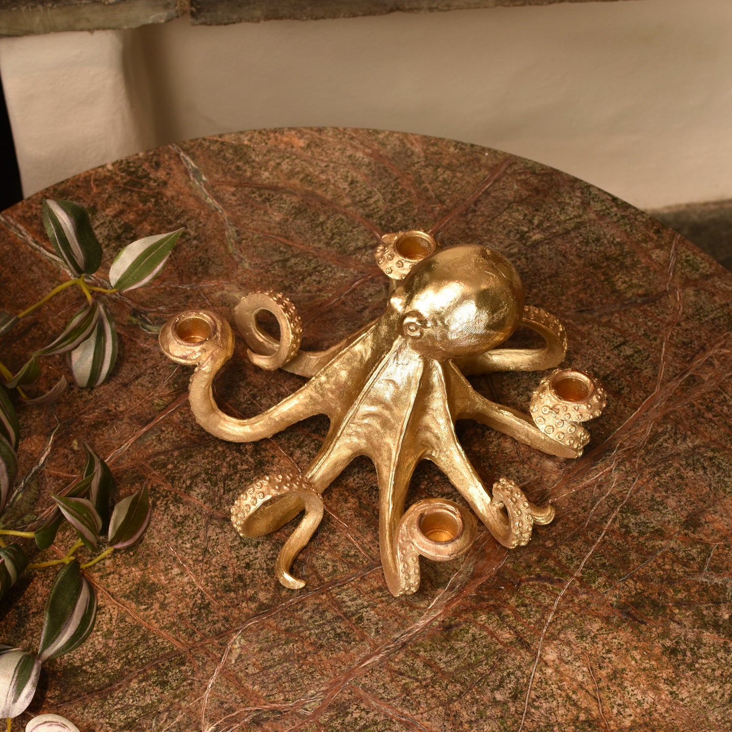 Gold Octopus Candle Holder