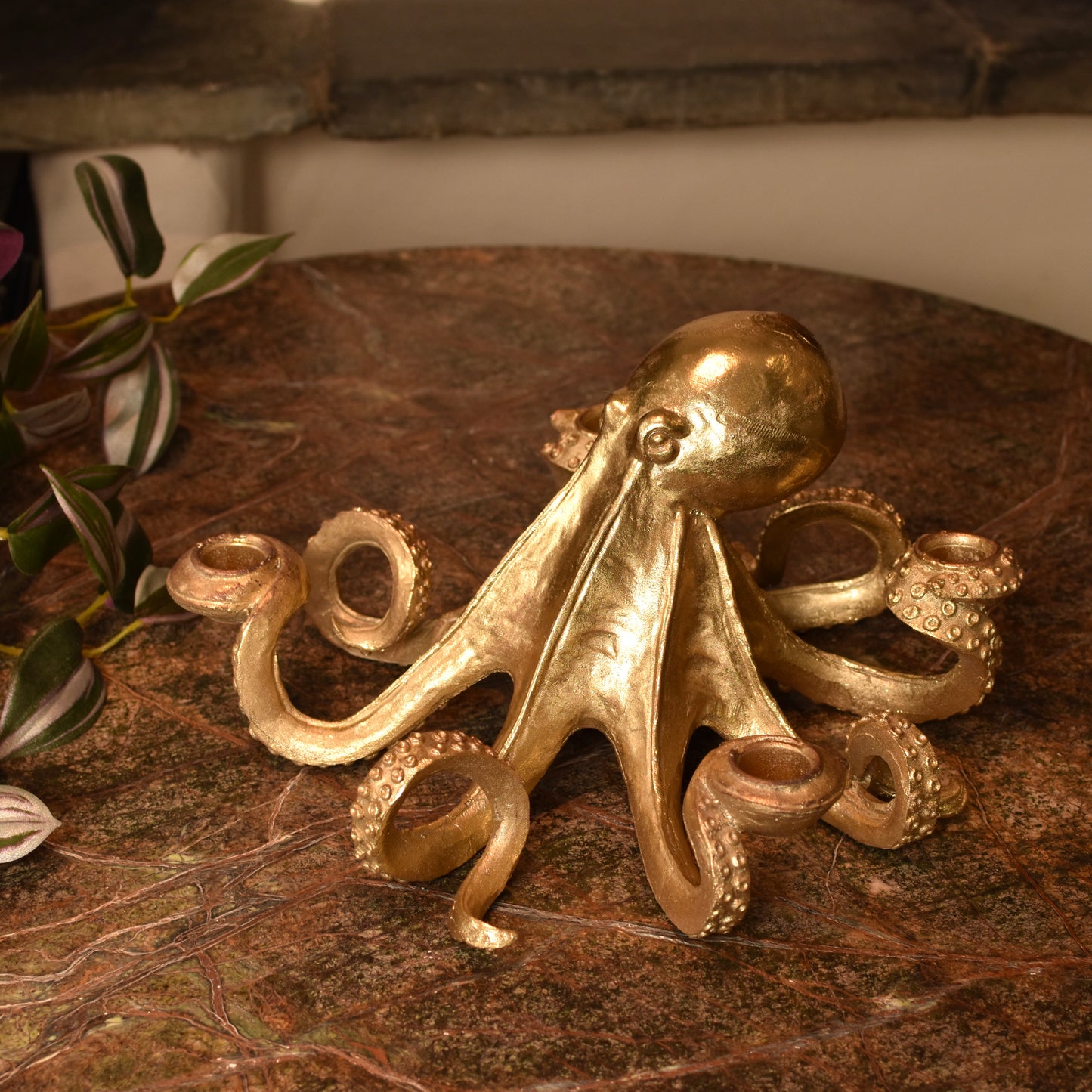Gold Octopus Candle Holder