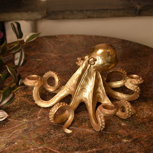 Gold Octopus Candle Holder