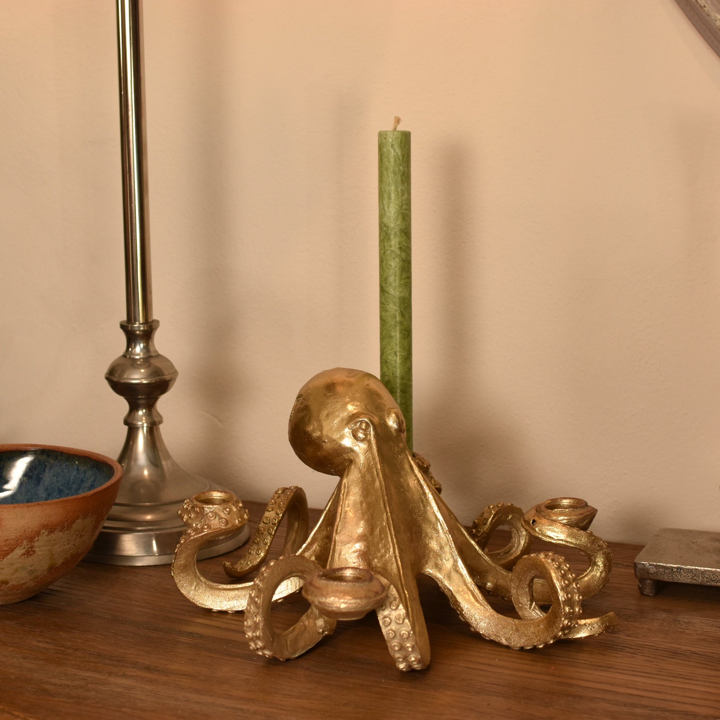 Gold Octopus Candle Holder