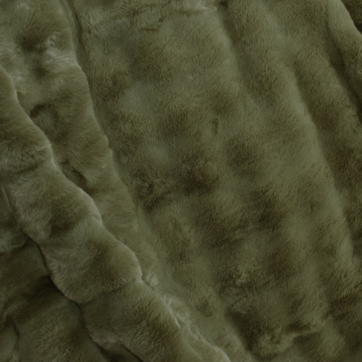 Faux Rabbit Fur Throw - Olive Green