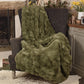 Faux Rabbit Fur Throw - Olive Green
