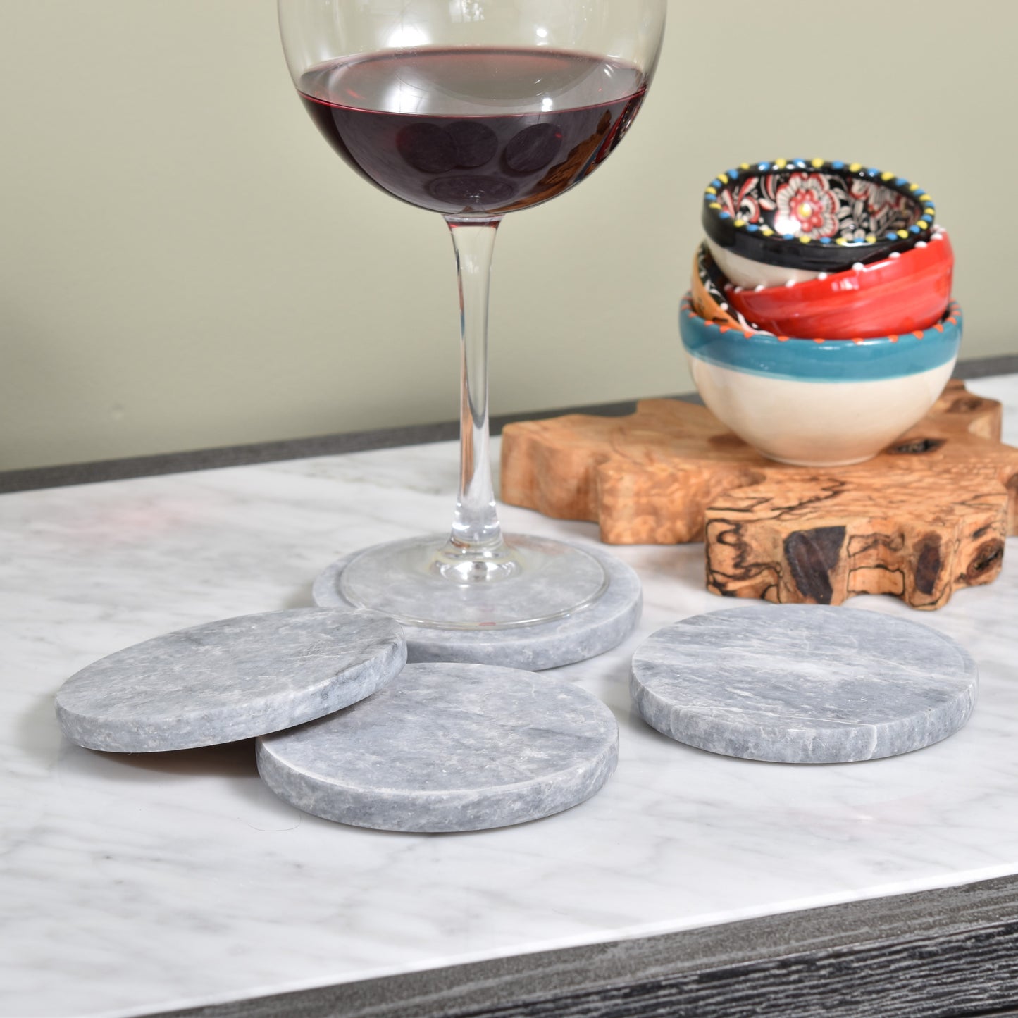 Solid Marble Coasters - Light Grey