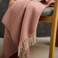 Dusky Pink & Pearl Herringbone Wool Throw / Blanket