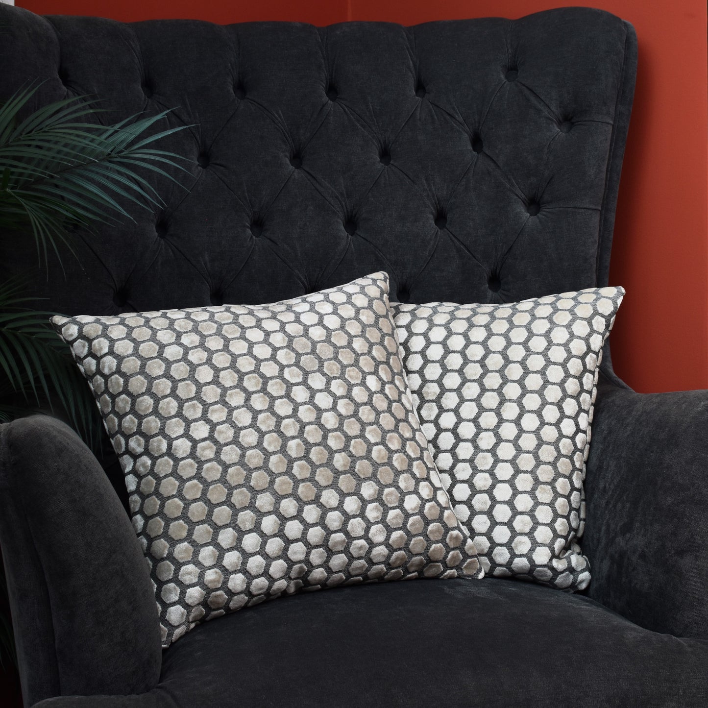 Beehive Velvet Cushion 43cm - Cream