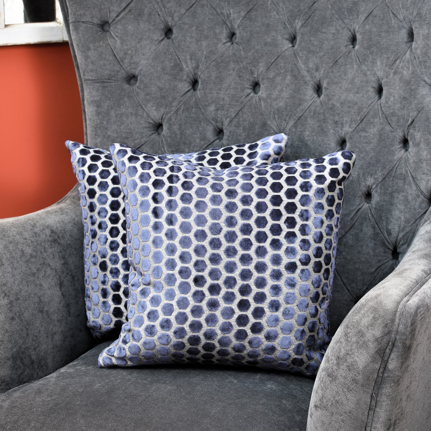 Beehive Velvet Cushion 43cm - Navy Blue