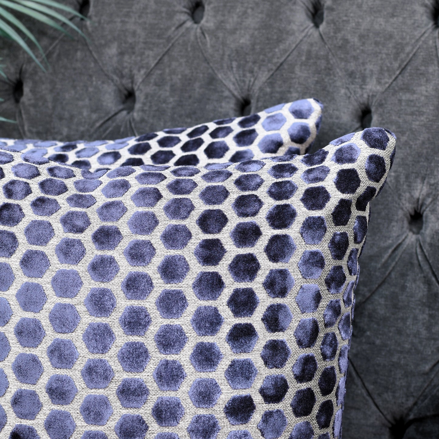 Beehive Velvet Cushion 43cm - Navy Blue