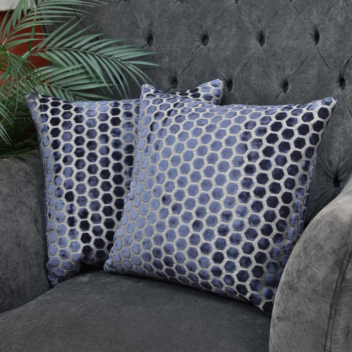 Beehive Velvet Cushion 43cm - Navy Blue