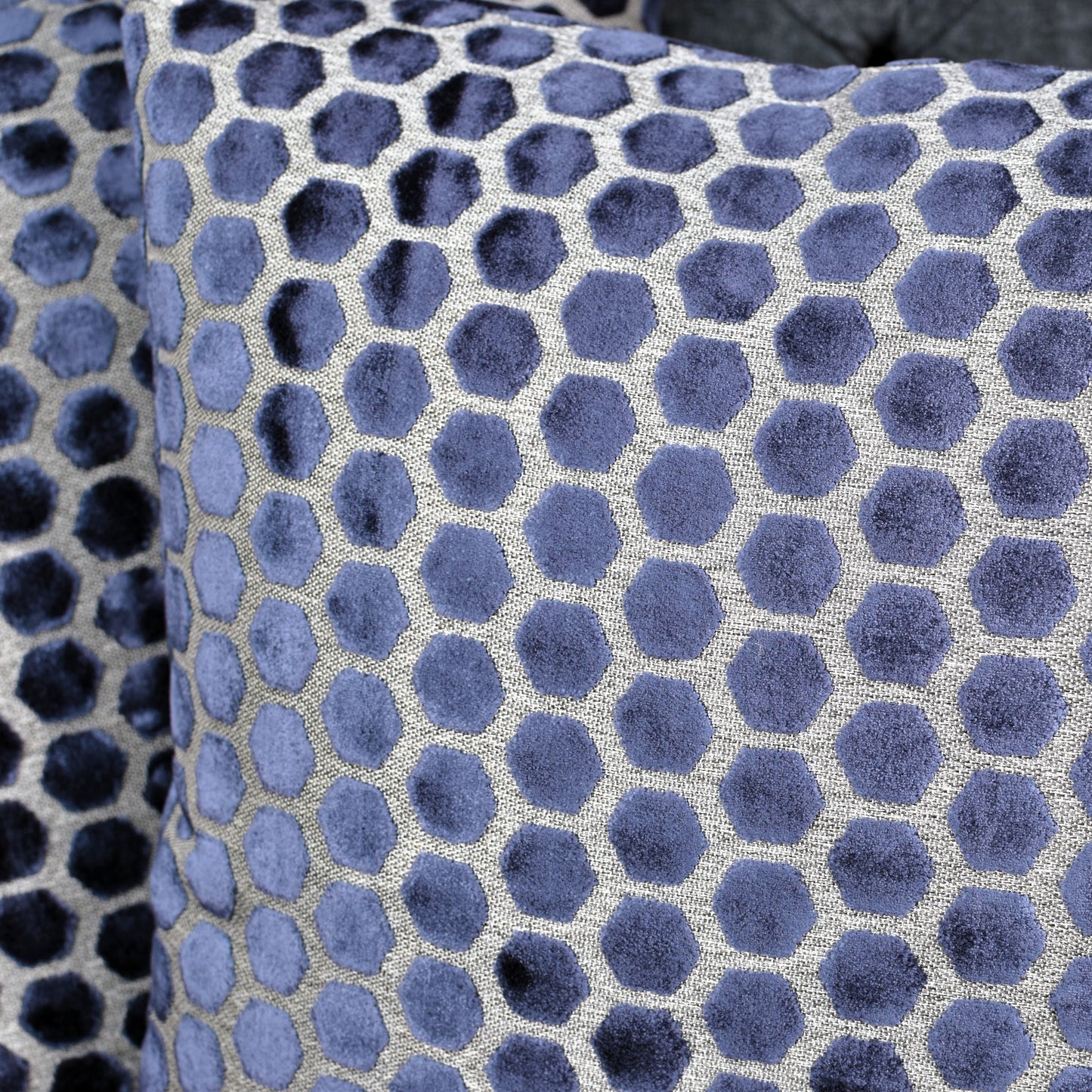 Beehive Velvet Cushion 43cm - Navy Blue