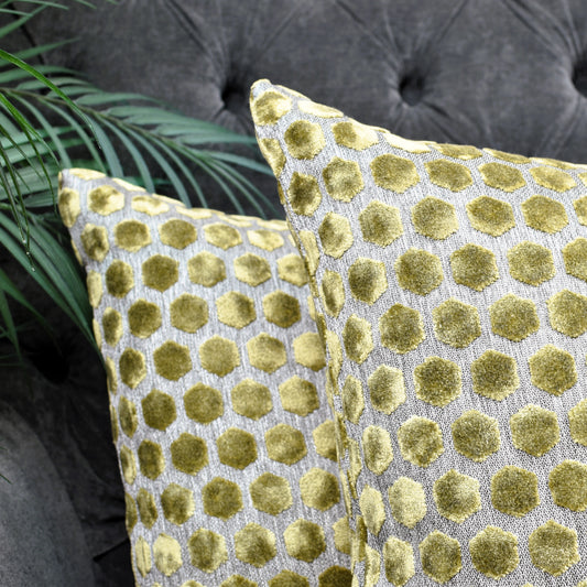 Beehive Velvet Cushion 43cm - Olive Green