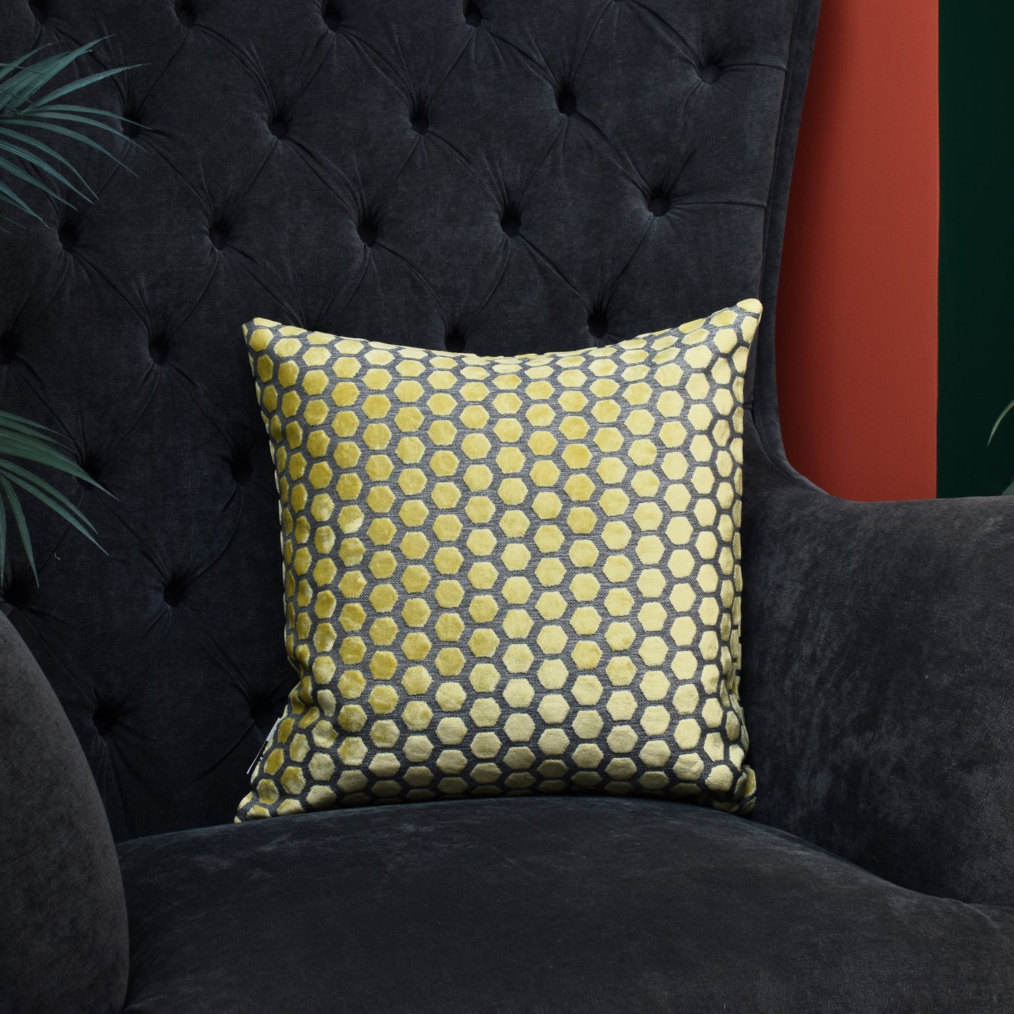 Beehive Velvet Cushion 43cm - Mustard Yellow