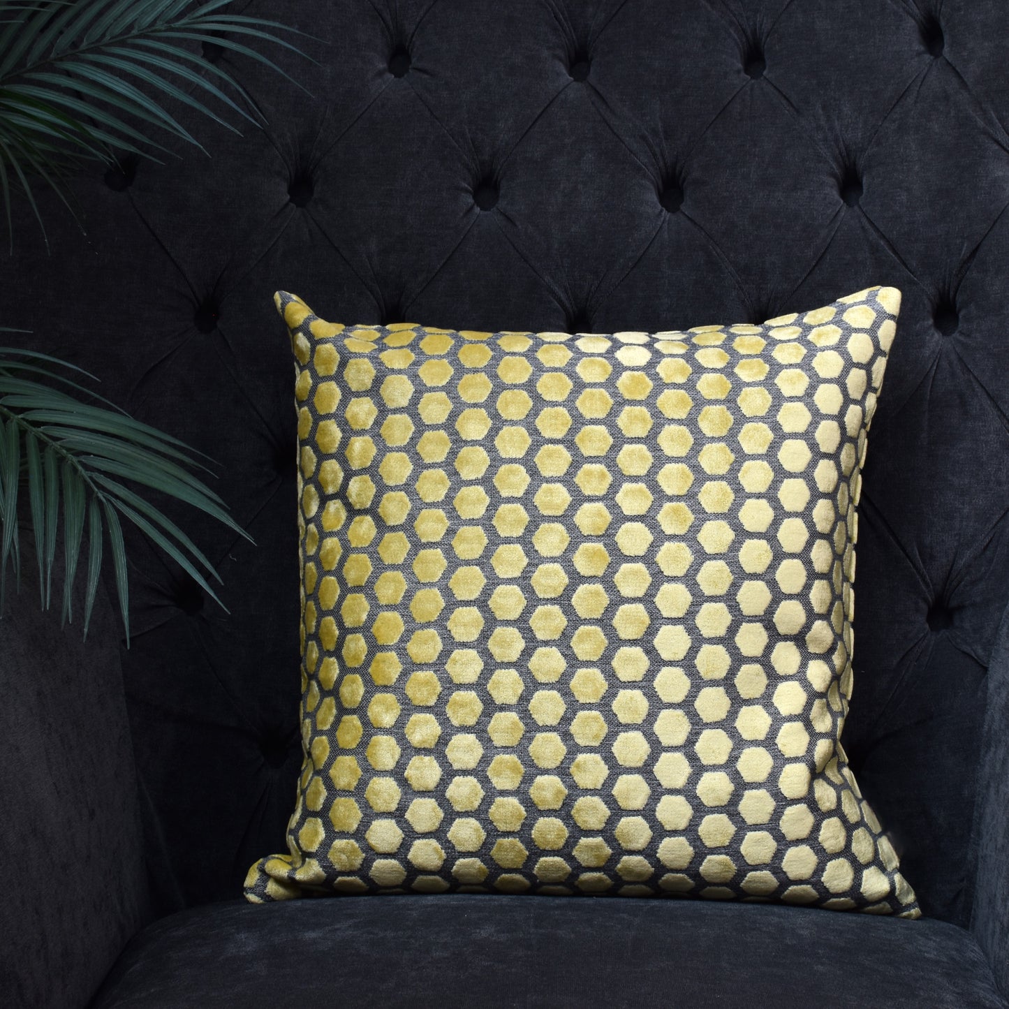 Beehive Velvet Cushion 43cm - Mustard Yellow