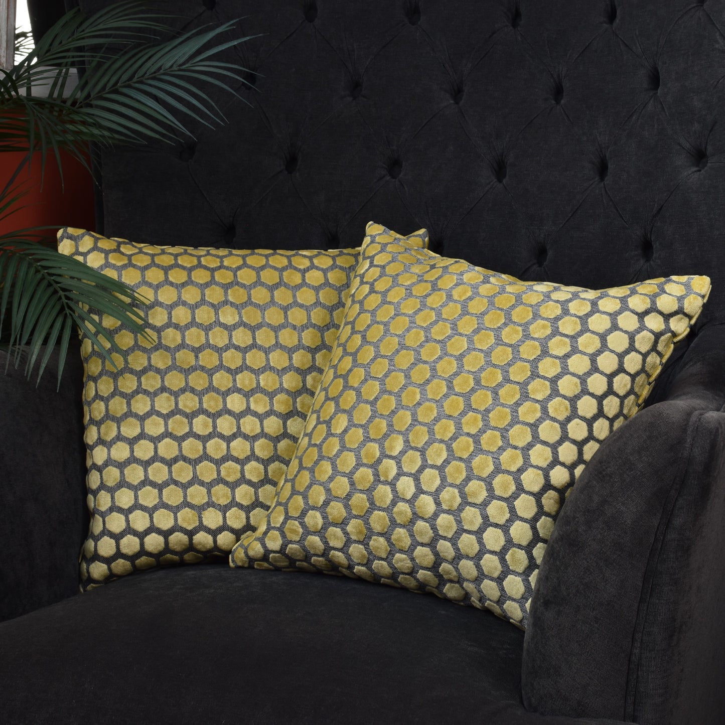 Beehive Velvet Cushion 43cm - Mustard Yellow