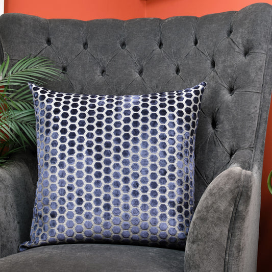 Beehive Velvet Cushion 56cm - Navy Blue