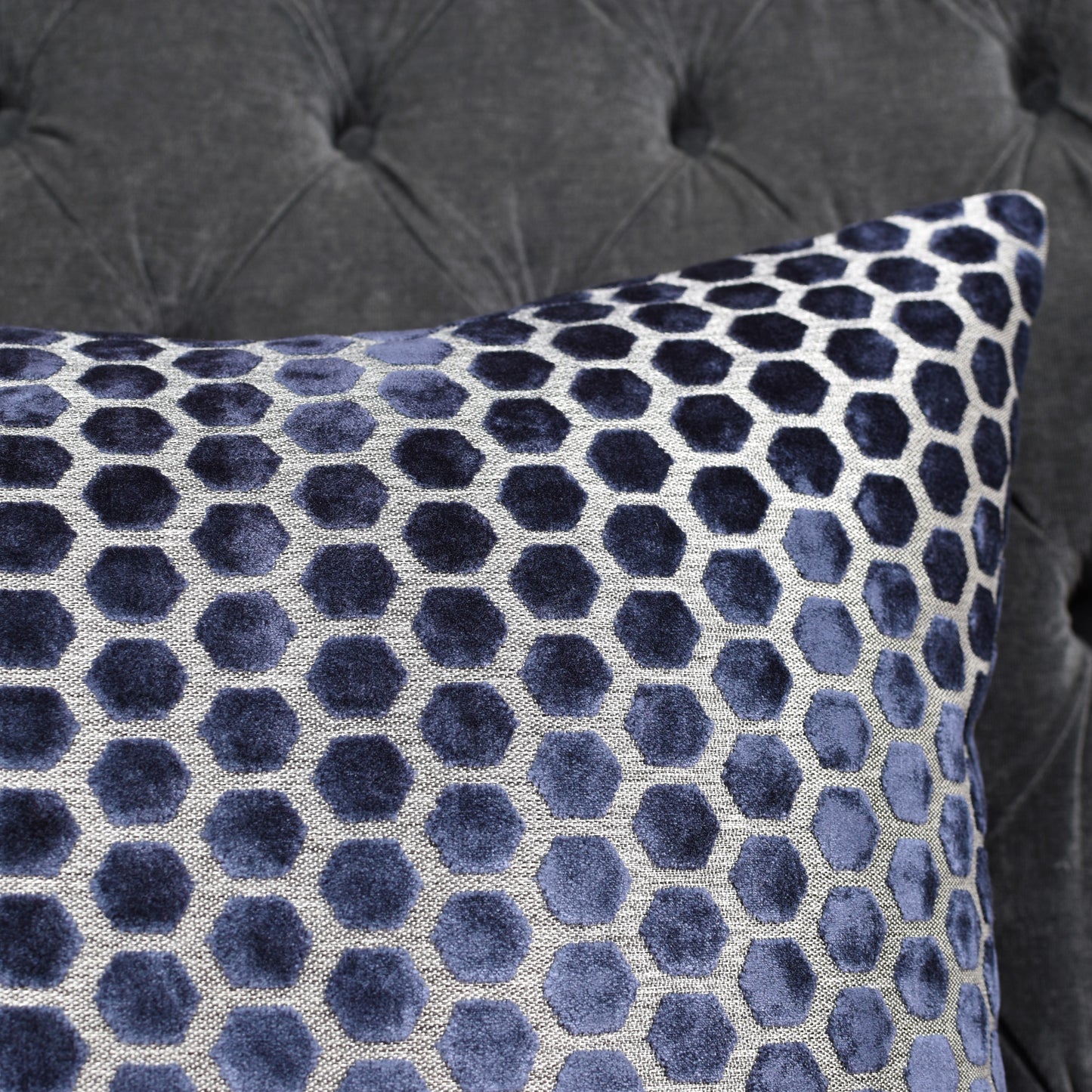 Beehive Velvet Cushion 56cm - Navy Blue