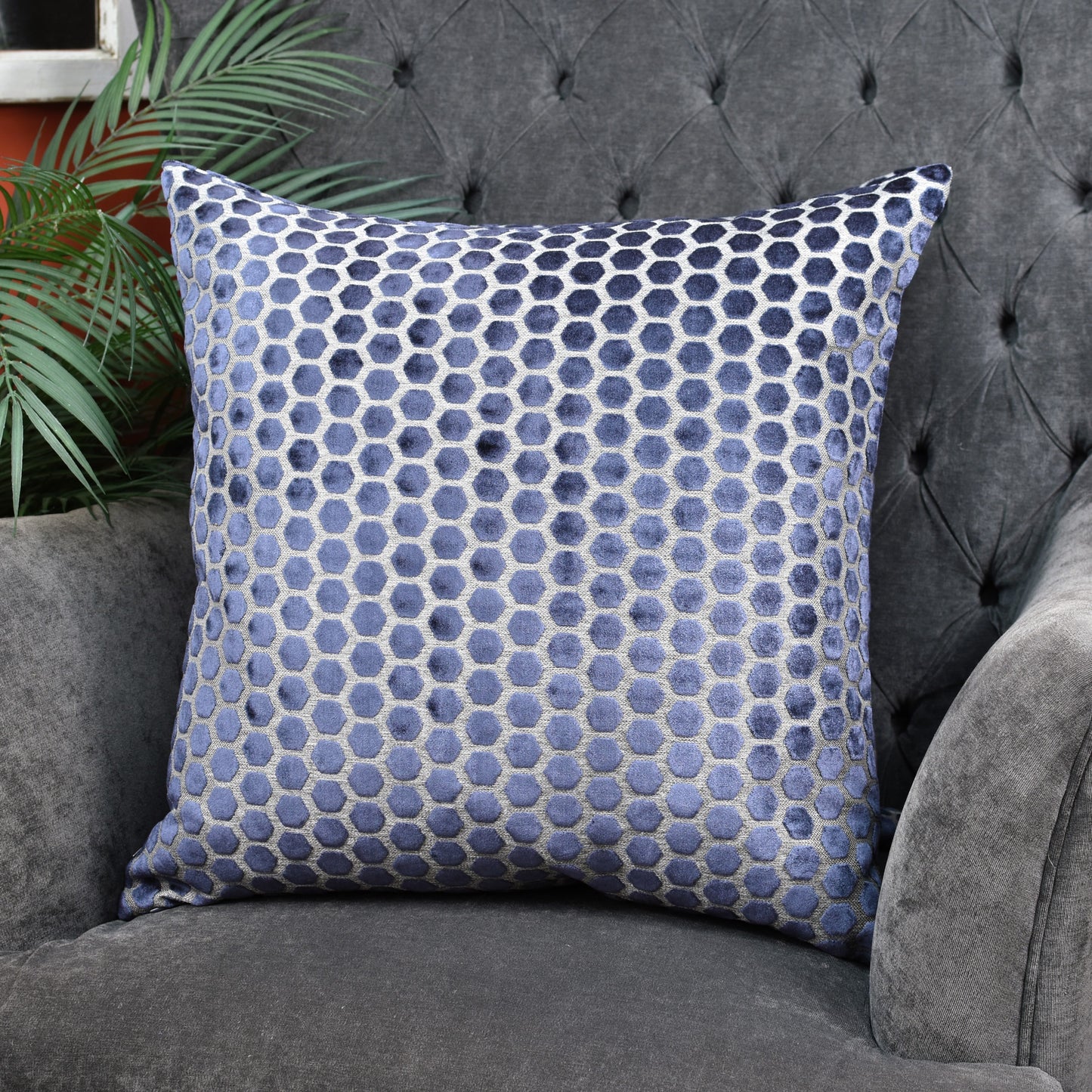 Beehive Velvet Cushion 56cm - Navy Blue
