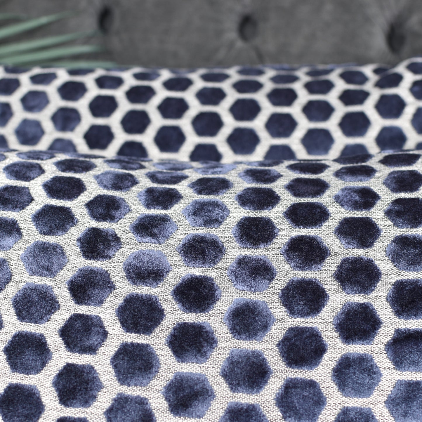 Beehive Velvet Cushion 56cm - Navy Blue