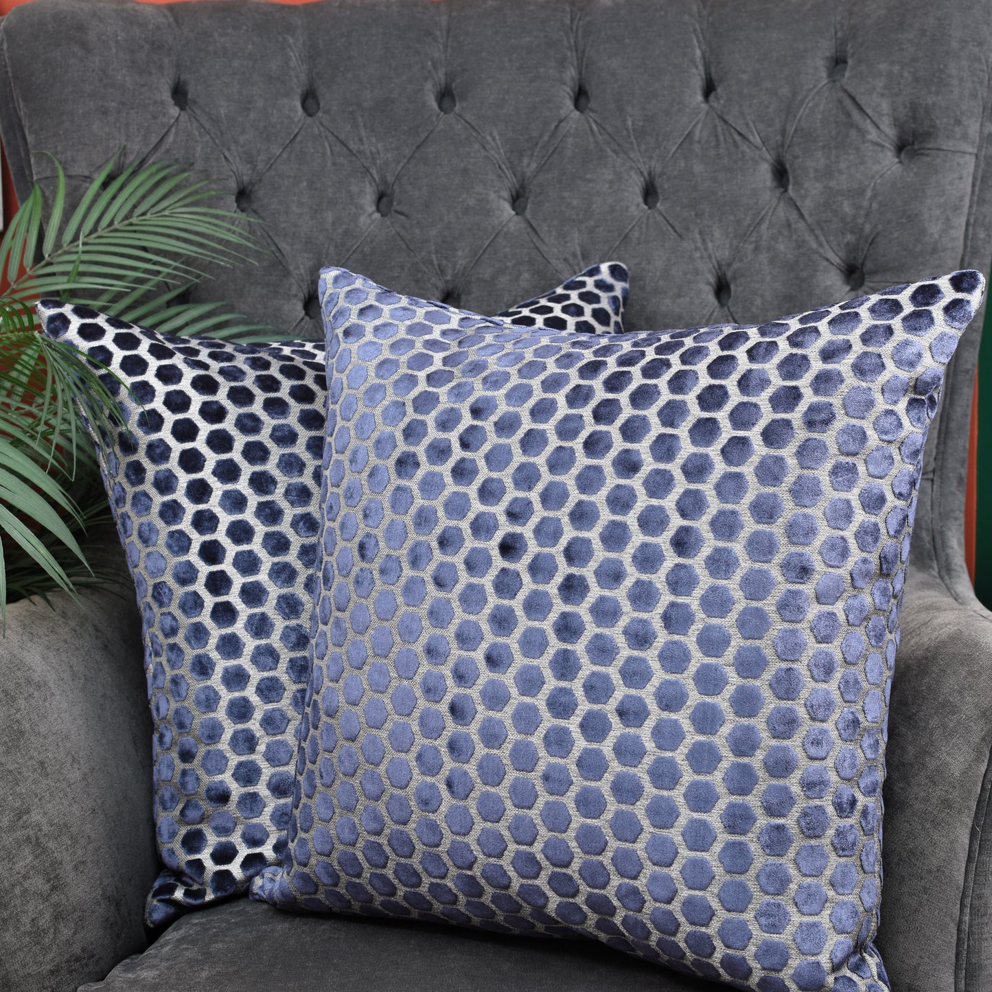 Beehive Velvet Cushion 56cm - Navy Blue