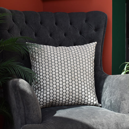 Beehive Velvet Cushion 56cm - Cream
