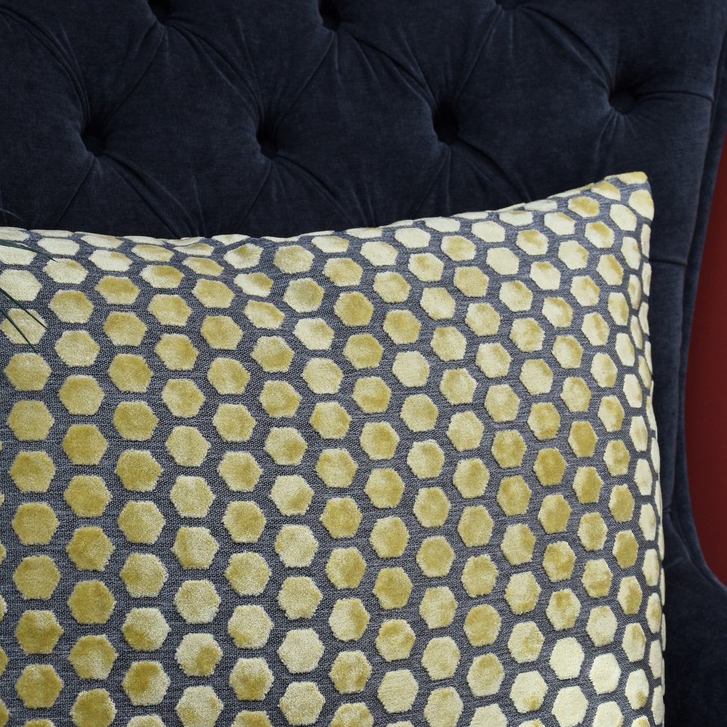 Beehive Velvet Cushion 56cm - Mustard Yellow