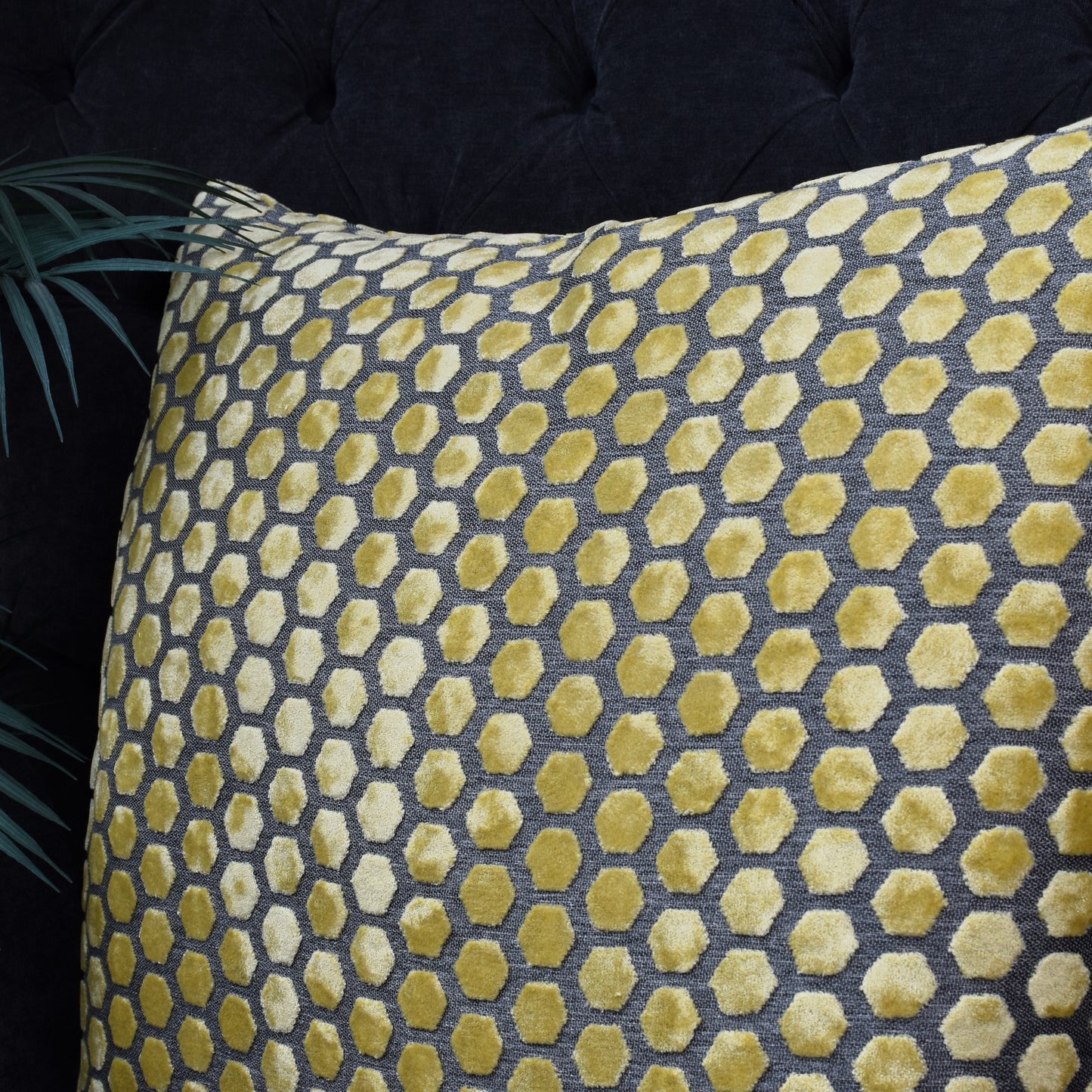 Beehive Velvet Cushion 56cm - Mustard Yellow