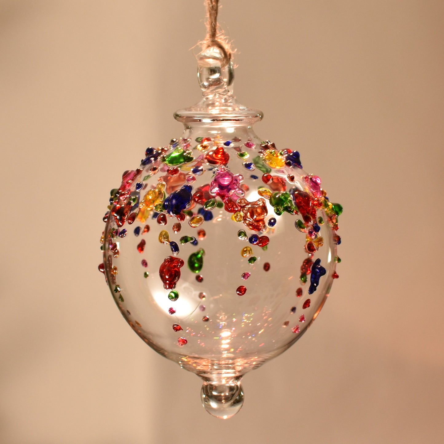 Gems Icicle Handblown Glass Bauble - Multi Colour - Large