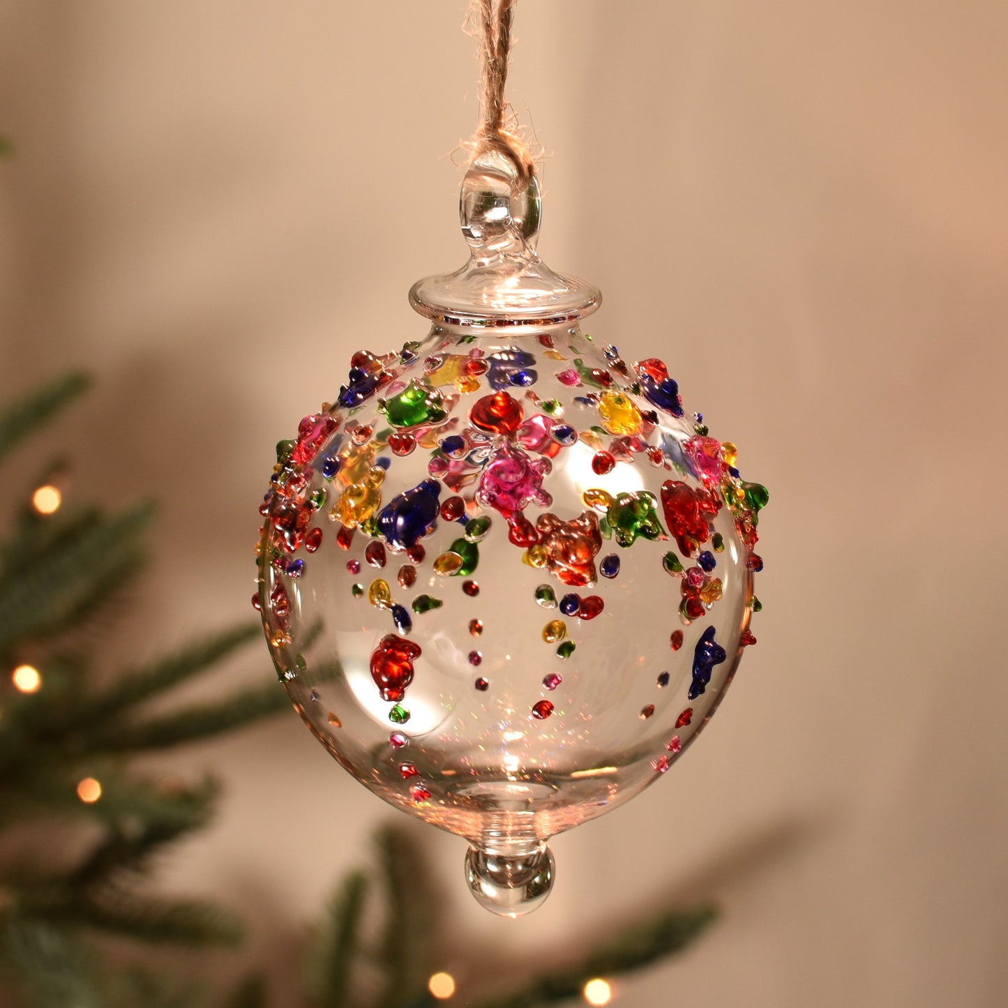 Gems Icicle Handblown Glass Bauble - Multi Colour - Large