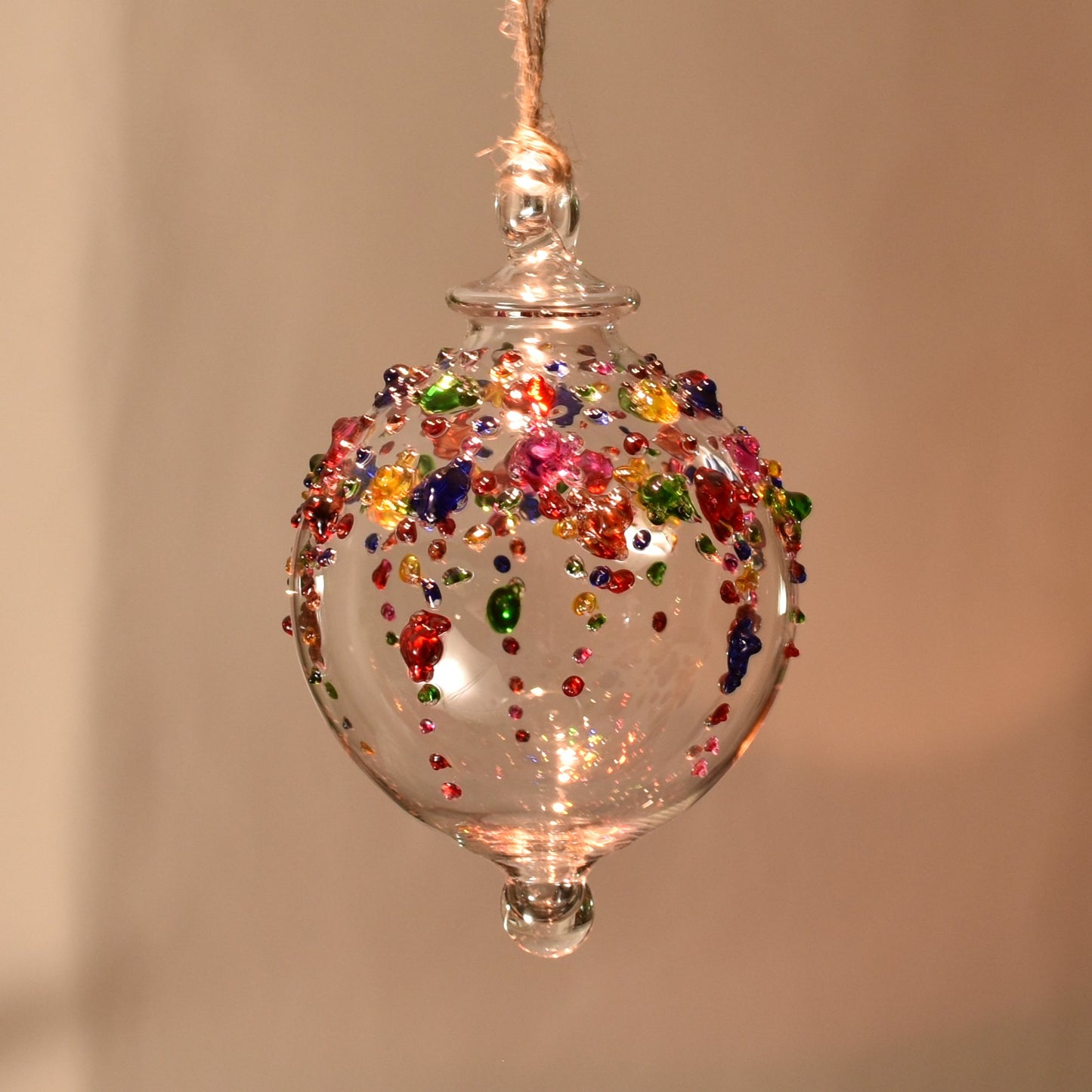Gems Icicle Handblown Glass Bauble - Multi Colour - Large