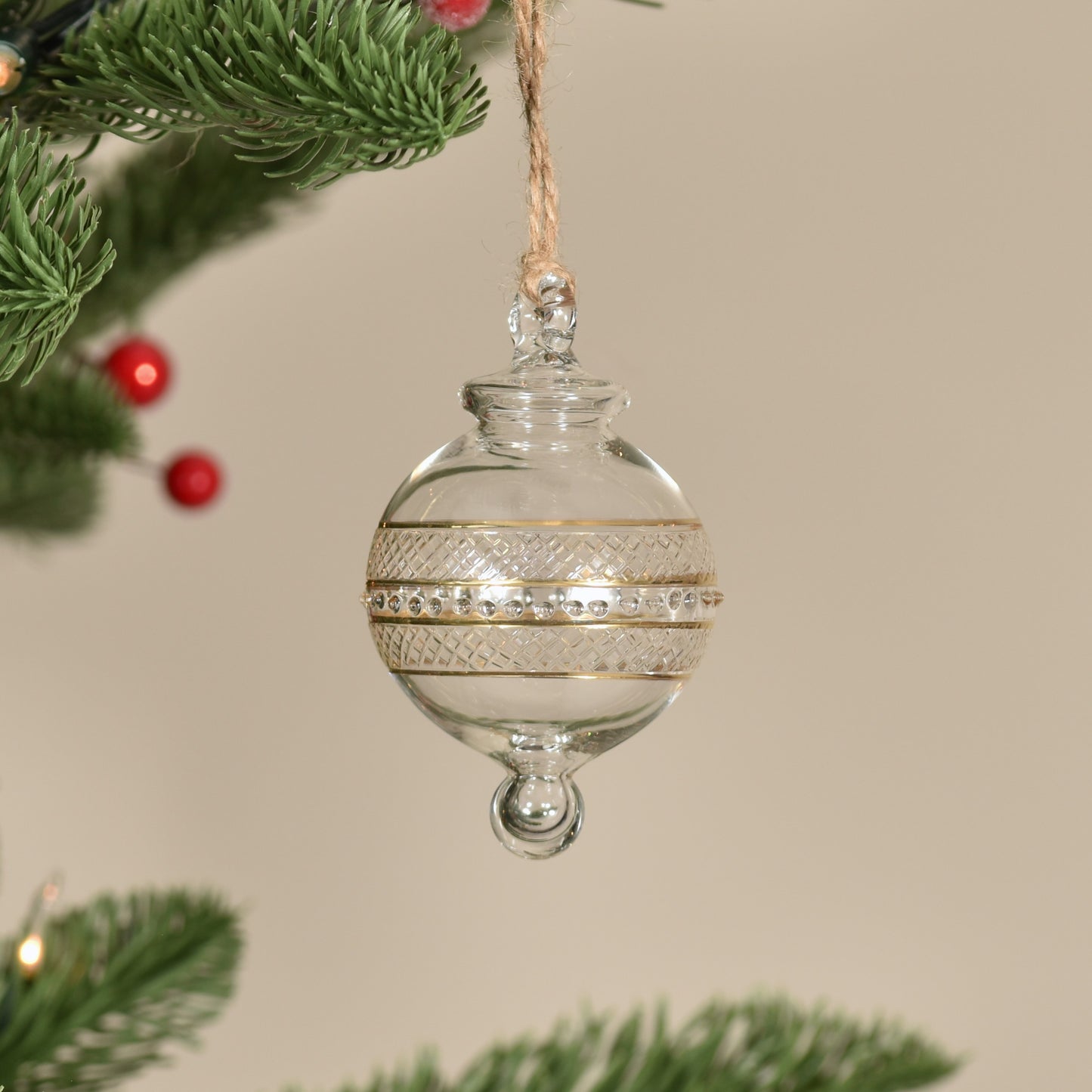 Infinity Handblown Glass Bauble - Gold & Clear - Small