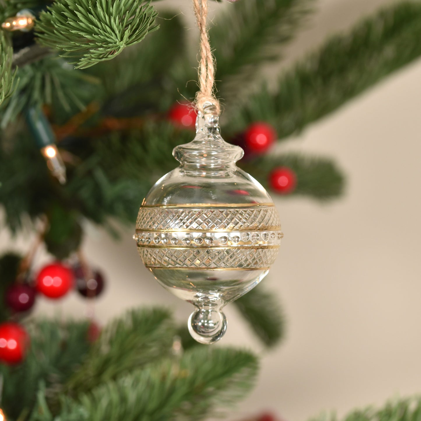 Infinity Handblown Glass Bauble - Gold & Clear - Small