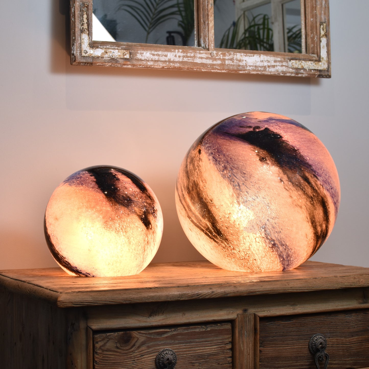 Inks & Pinks Glass Lamp - Sphere Large