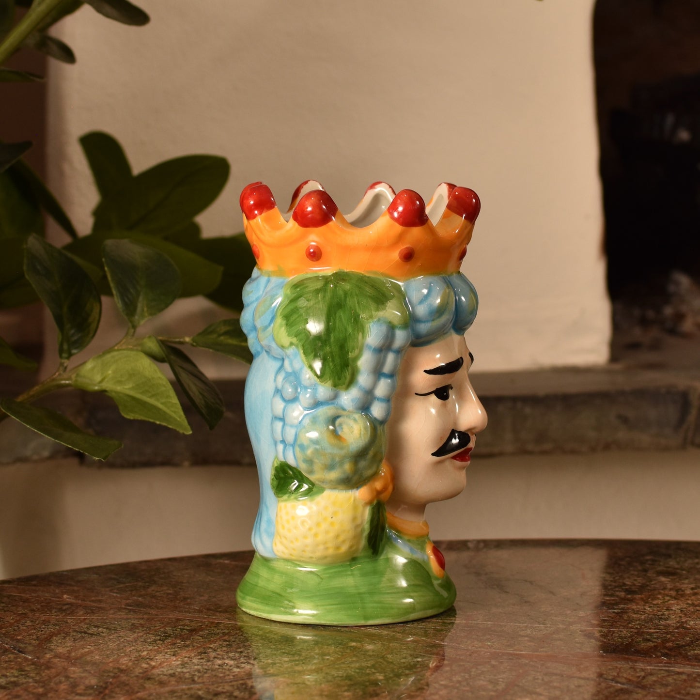 Mediterranean Kings Head Vase / Pot