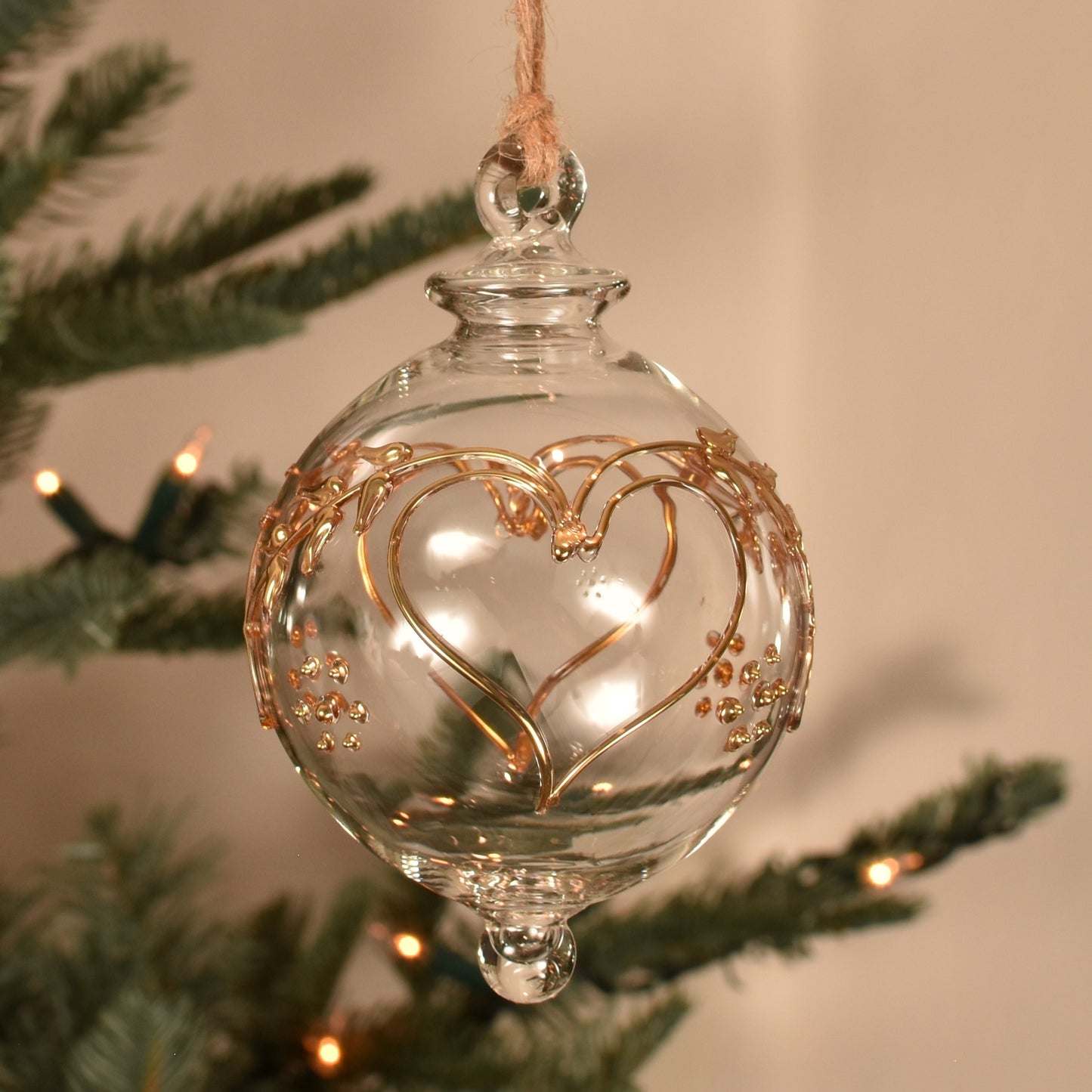 Love Heart Egyptian Glass Bauble - Gold - Large