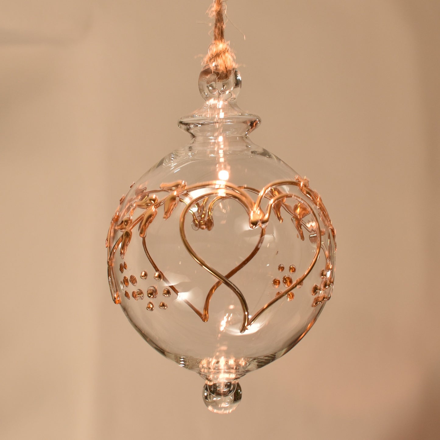 Love Heart Egyptian Glass Bauble - Gold - Large