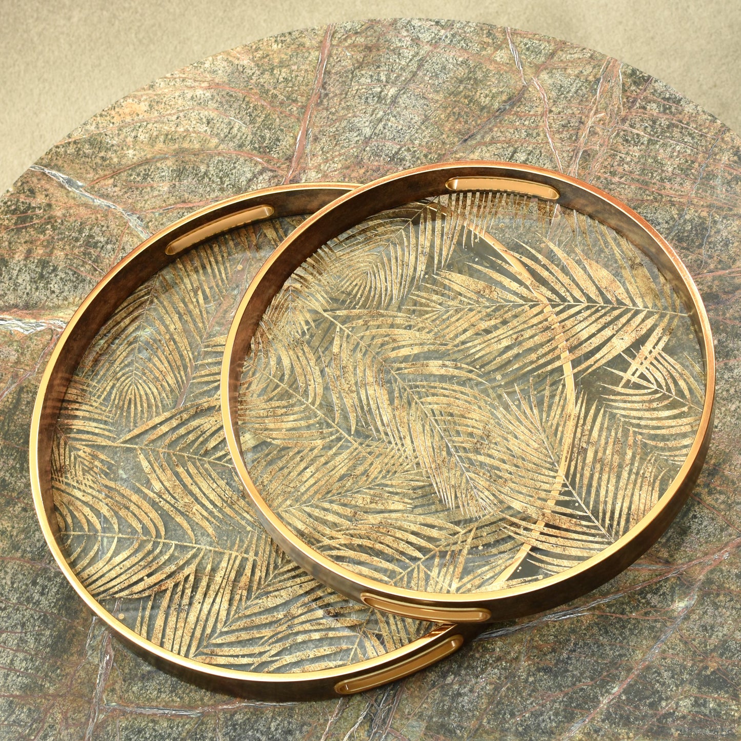 Decorative Leaf Tray - Antiqued Golds & Bronze