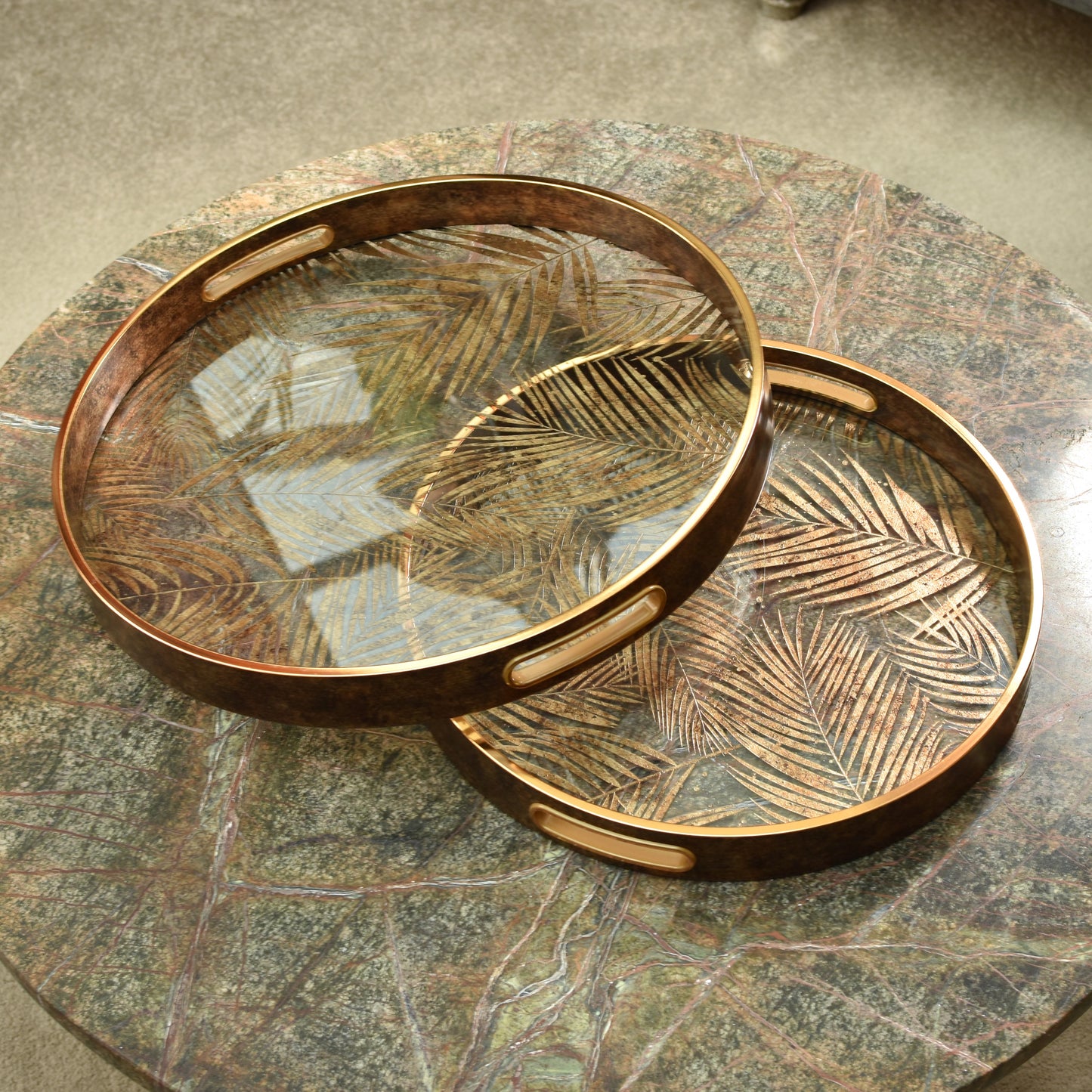 Decorative Leaf Tray - Antiqued Golds & Bronze