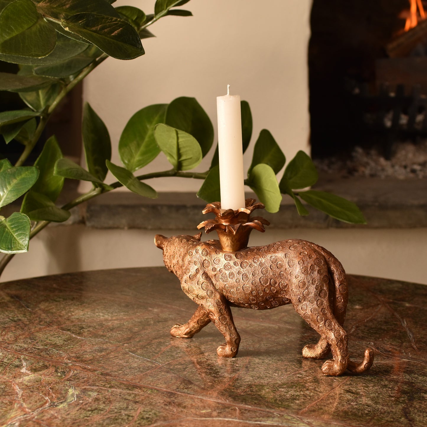 Walking Leopard Candle Stick