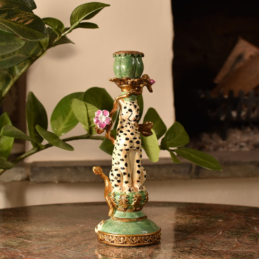 Ornate Leopard Candle Stick