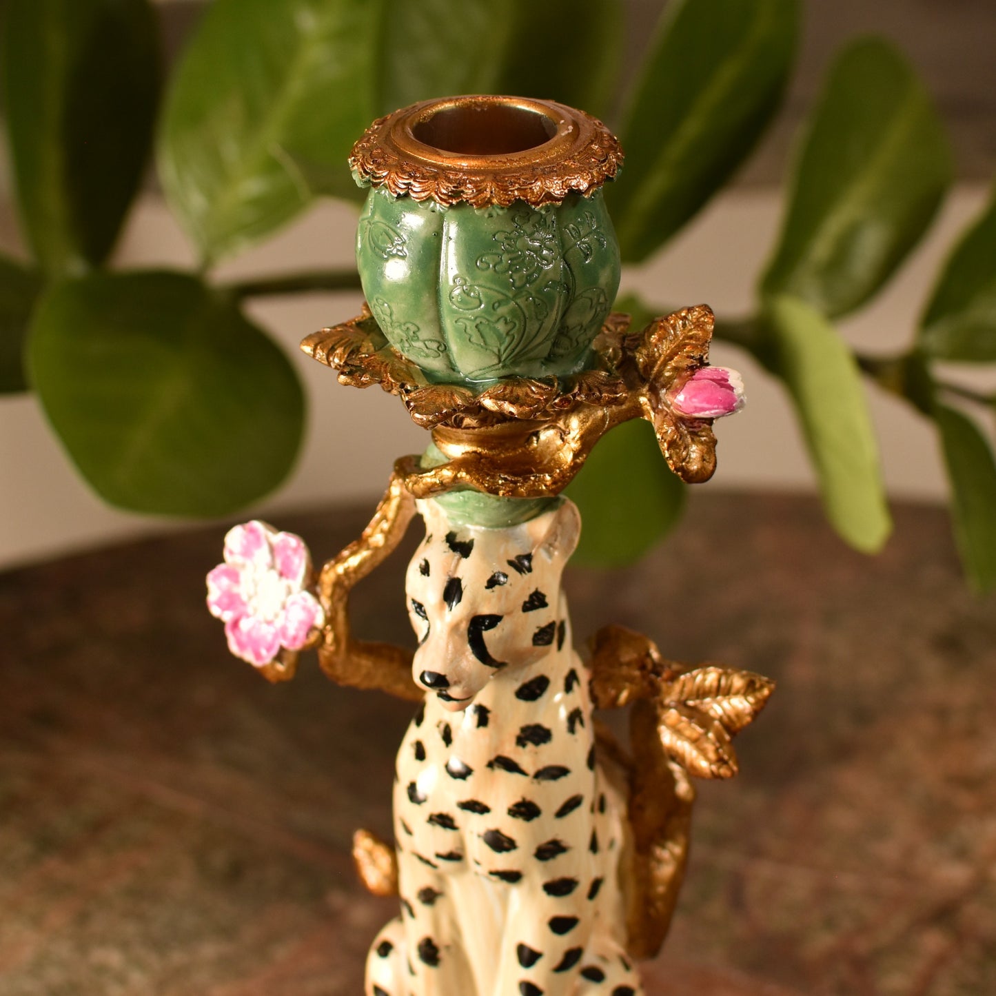 Ornate Leopard Candle Stick