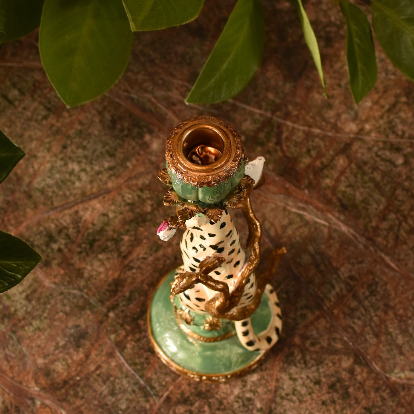 Ornate Leopard Candle Stick