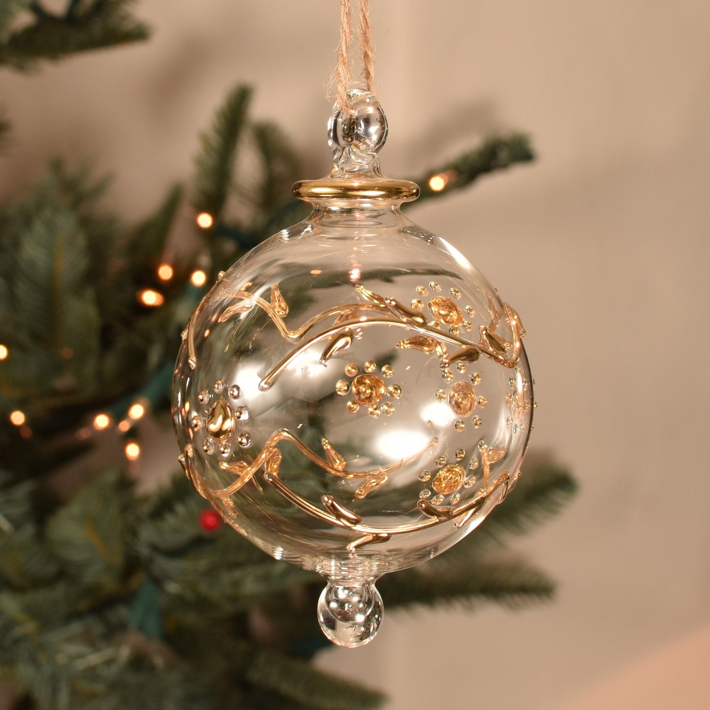 Mabel Handblown Glass Bauble - Gold & Clear - Large