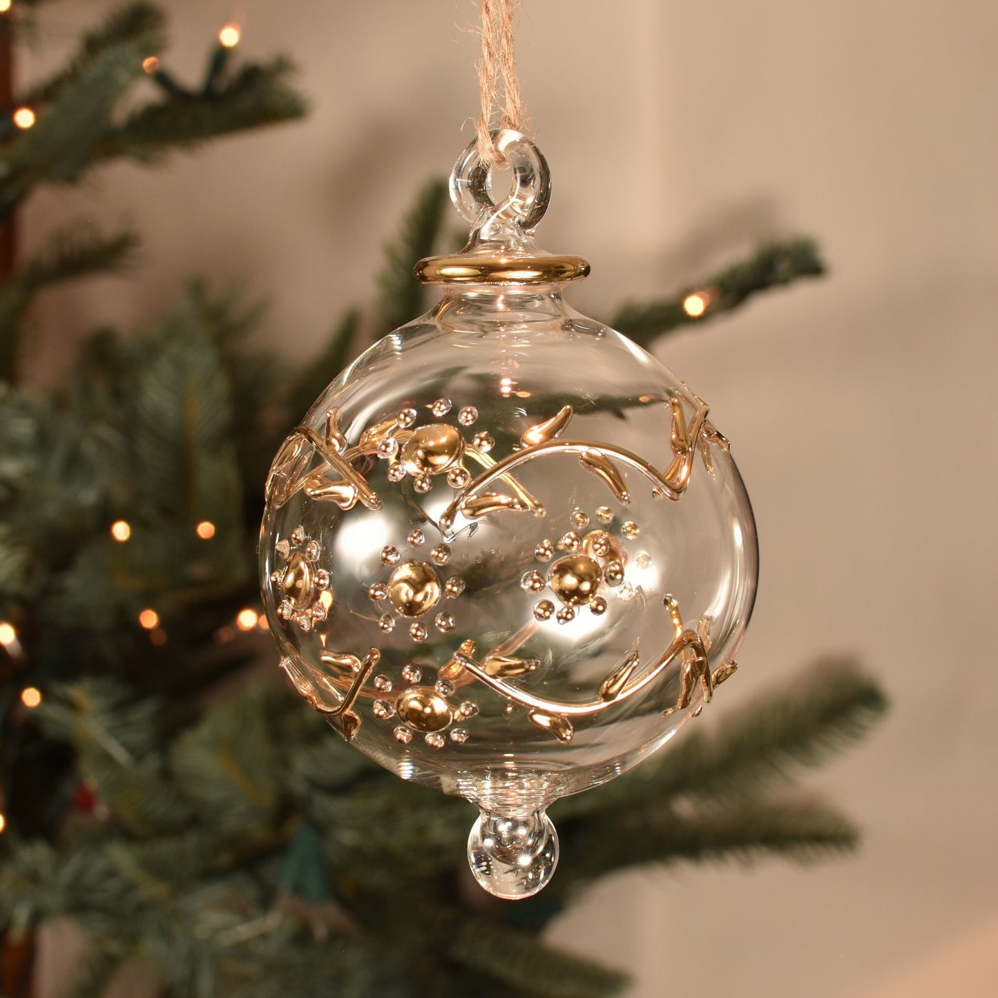Mabel Handblown Glass Bauble - Gold & Clear - Large