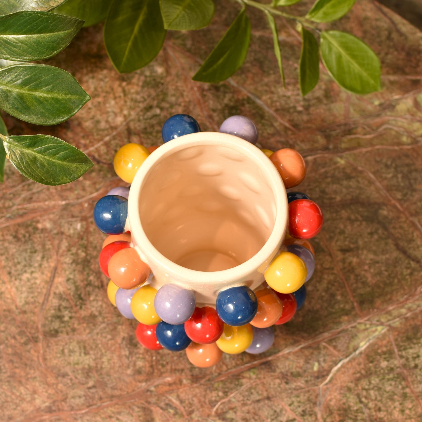 Bobble Pom Pom Vase - Multi Coloured