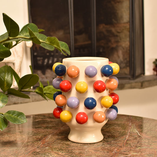 Bobble Pom Pom Vase - Multi Coloured
