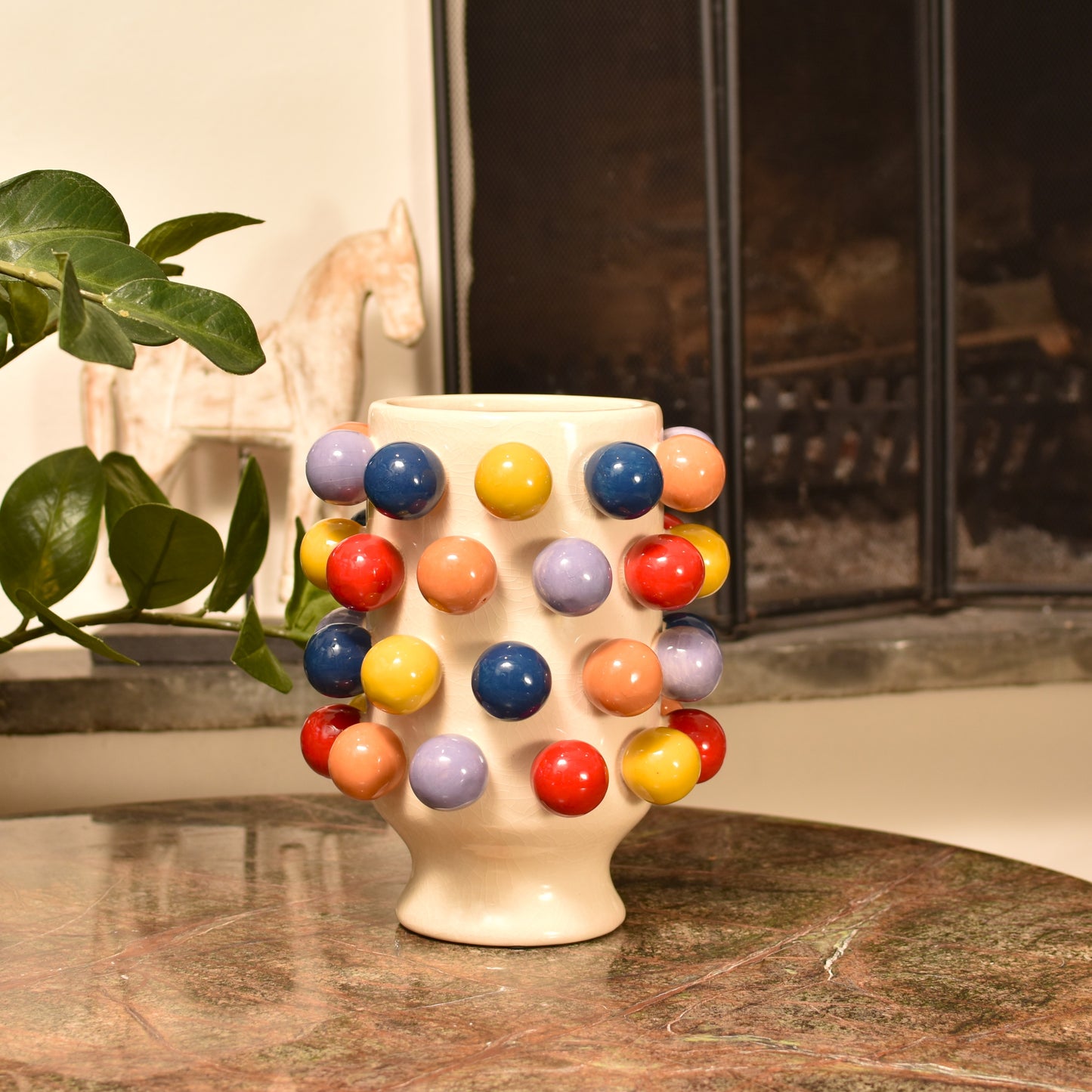 Bobble Pom Pom Vase - Multi Coloured