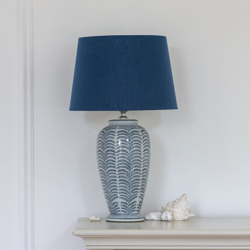 Navy Palm Table Lamp
