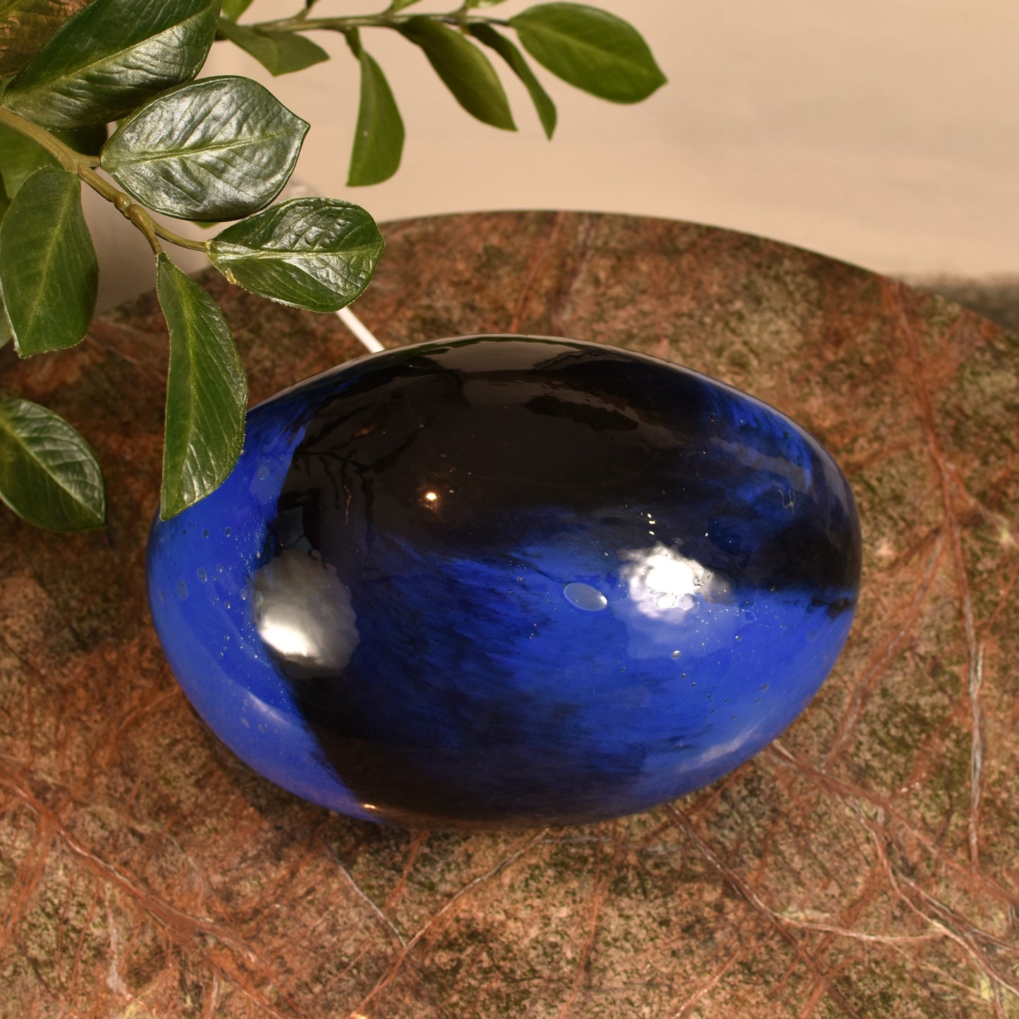 Blue Nebula Glass Lamp - Rock