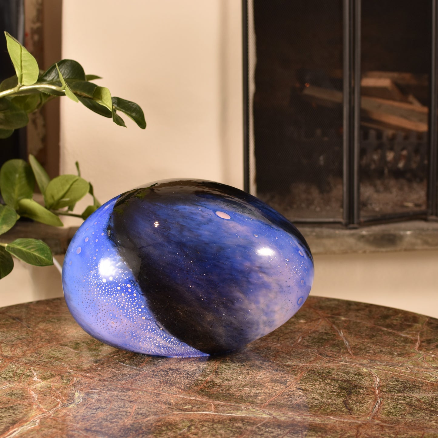 Blue Nebula Glass Lamp - Rock